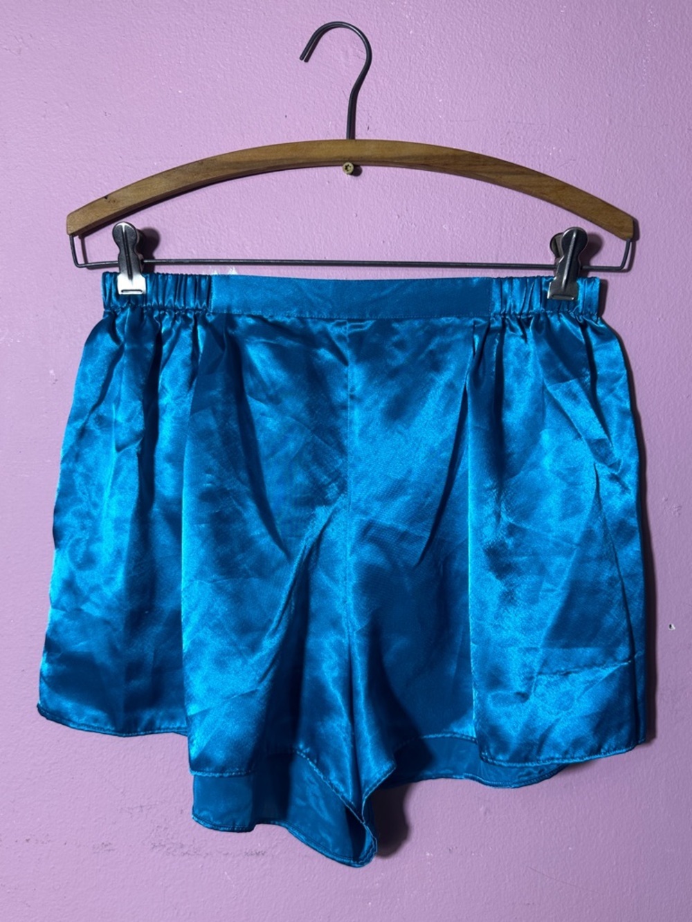 Vintage Gold Label Victoria's Secret Turquoise High Waist Satin Shorts
